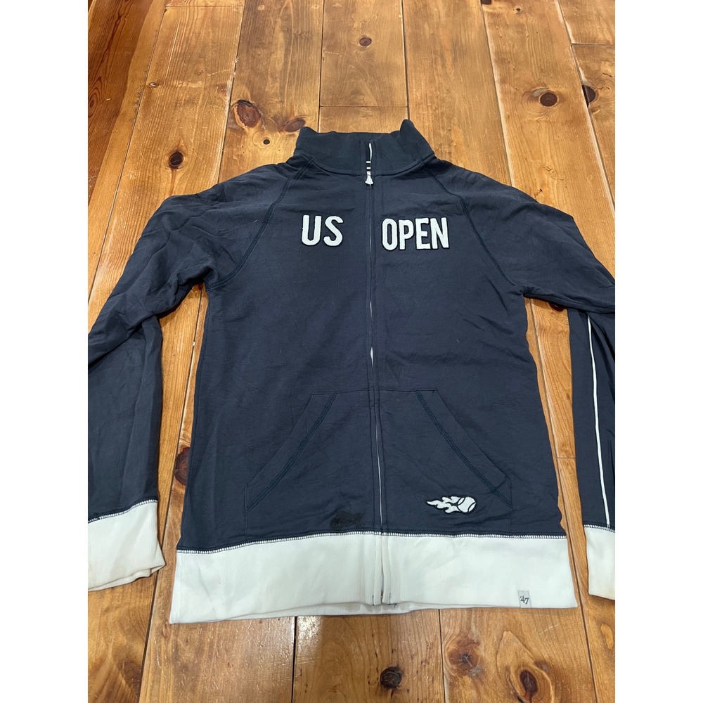 47 Brand US Open Tennis Full Zip Track Jacket Navy Blue White Large